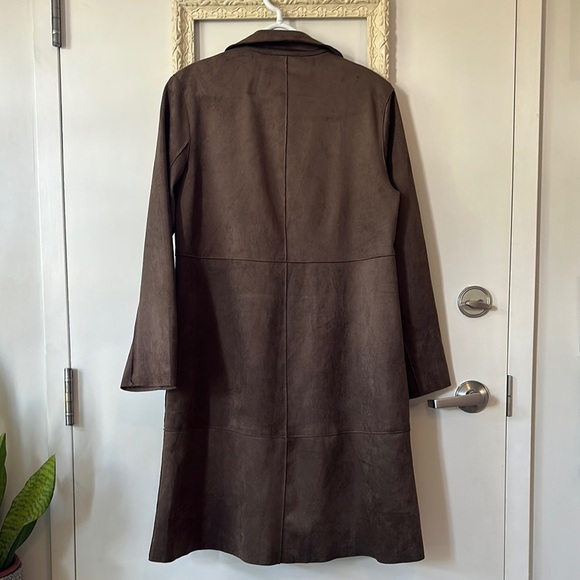 HOUSE OF HARLOW 1960 | Faux Leather Suede Two Breast Button Trench Coat - Picture 7 of 10